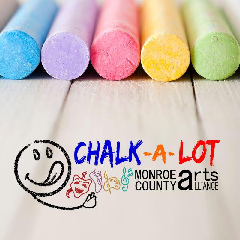 chalk-a-lot logo with chalk in background